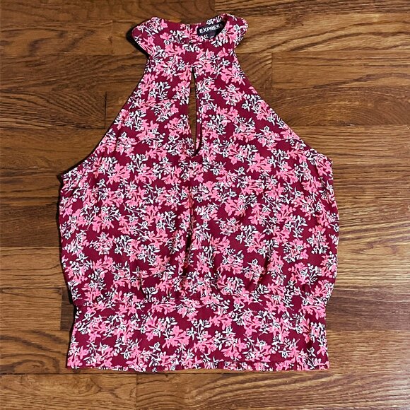 Express sleeveless lightweight floral blouse top XXS NWOT NEW - Picture 1 of 8